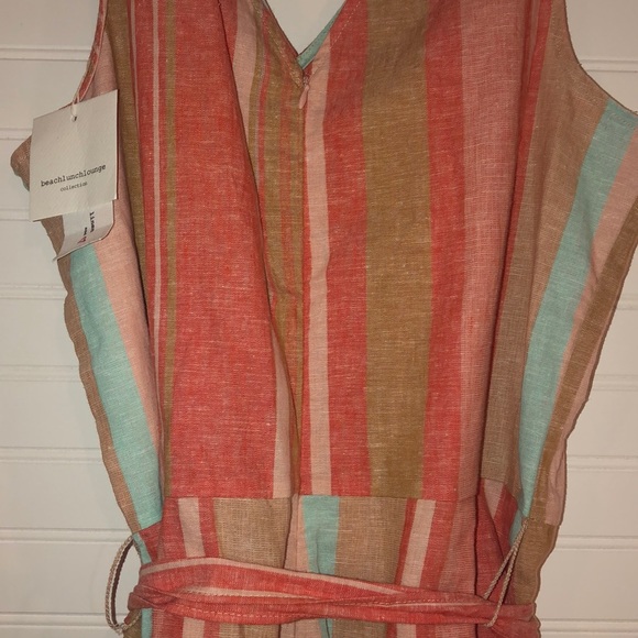 BeachLunchLounge striped linen jumpsuit NWT - Picture 7 of 8